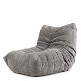 Icon Enzo Bodenstuhl mit Rückenlehne, Grau, Chenille Stoff, Bequemer Stuhl mit Schaumstofffüllung inklusive, Bodensofa, Wohnzimmermöbel, Schlafzimmerstuhl, Loungesessel, Akzentstuhl
