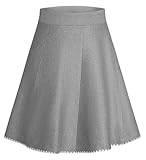Skater Rock Damen Midirock Hohe Taille Rock A Linie Swing Faltenrock Grau L