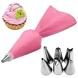 suxuMhao Mit Tülle, Edelstahl, Küchenzubehör, Konverter, Spritzbeutel, Zuckerguss, Kuchendüsen-Set, Backutensilien, 8 Stück (Rosa)