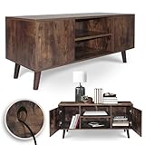 MIADOMODO® Lowboard Fernsehschrank - 110 x 50 x 40cm, 65 Zoll, für Wohnzimmer, Kabelöffnung, Dunkelbraun - Vintage Schrank, Sideboard Regal, Fernsehtisch, TV Tisch, TV Möbel