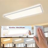 BestLuz Deckenlampe LED Deckenleuchte, Dreistufige CCT 3000K/4000K/6500K 58x20CM 24W 3000LM IP44 LED Deckenleuchte Flach mit Backlight-Effekt LED Panel für Wohnzimmer Küche Badezimmer, Ultra Dünn