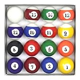 PolyMath Billiard, Complete Set of 16 Pool Balls, Diameter 22.5' (57.2mm) Weight 170/180G Cue Ball Set for Pool Table and Display, Billard Queue Regulation Size Table Balls
