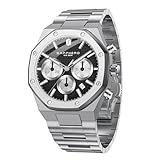 SAPPHERO Uhren Herren Chronograph Achtkant Edelstahl 50M wasserdicht Leuchtend Analog Quarz Datum Herrenuhr Luxus Klassisch Geschäft Kleid Uhren Elegantes Geschenk für Männer