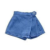 Generisch Mädchen Jeans-Skort lässiges Sommer-Outfit bequem dehnbar weich atmungsaktiv lockere Passform für Kleinkinder Kinder 3 bis 12 Jahre