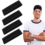 Irtyif Stirnband Herren, 4 Stück Haarband Herren, Schweißband Stirn, Stirnband Sport, für Laufen, Joggen, Tennis, Fußball, Radfahren(Weiß) (Schwarz)