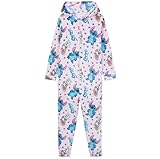 Disney Stitch Jumpsuit Mädchen, kuscheliger Onesie mit Kapuze - Geschenke für Kinder (Mehrfachstich, 9-10 Jahre)