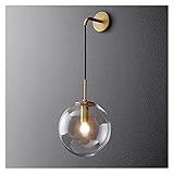 XGBAODAN Nordic Wandlampen Retro 5W Glaskugel Wandleuchte LED Schlafzimmer Nachttisch Messing Wandlampen Kreative Wohnzimmer Treppen Heimdekorationen (Farbe: Kaltweiß, Größe: WD121 GOLD_5W) Safehappy