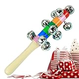 Kinder Rasseln Mit Klingelglocken - Musikinstrument Mit Holzgriff - Regenbogen Klingelstab - Für Mädchen Ab 2 Jahren Kindergarten Spiel & Festtagsaktivitäten