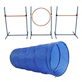 Yechiry Hunde-Trainingsset, Zusammenklappbare Tunnel-Sprungreifenstangen, Haustier-Hindernisparcours-Ausrüstung für den Hof Im Freien, mit Aufbewahrungstasche, Einfache Einrichtung