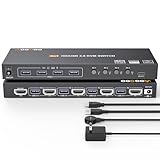 KVM Switch HDMI 4K@60Hz/2K@120Hz, HDMI KVM Switch für 4 Computer, die sich 1 Monitor und 4 USB3.0-Geräte teilen, Kabelfernbedienung und USB-Kabel im Lieferumfang enthalten
