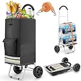 Wilbest Einkaufstrolley klappbar - 50kg Traglast & 75L Volumen | Abnehmbare, großvolumige, wasserdichte Tasche | Schaumgriff & Leise Räder | Ideal für Einkauf & Transport