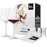 EISCH Burgundergläser Sky SensisPlus inklusive Poliertuch, 710 ml, Weingläser mit Sensis Plus-Belüftigungstechnologie, Glasreinigungstuch 50 x 60 cm, Kristallglas, 2 Stück im Geschenkkarton