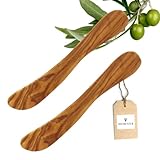 2x HOFMEISTER® Buttermesser, 2er Set aus Olivenholz, auffällige Maserung, Frühstücksmesser, robust, nachhaltig, einzigartig, ideal zum Streichen von Butter und Aufstrich, 20 x 3 x 0,7 cm (2 Stück)