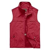 Anglerweste Herren Full Zipper Stehkragen Arbeitswesten Mit Reißverschlusstasch Wasserabweisend Langlebig Wanderweste Klassisch Slim Fit Outdoorweste Camping Safari Ärmelloses Jacke