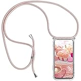 YAMCCCSE Handykette Handyhülle für Motorola Moto Edge 30 Neo mit Band - Transparent Handy-Kette Handy Hülle mit Kordel zum Umhängen Handyanhänger Halsband Lanyard Case - Roségold