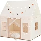 NIUEVLRS Kinderzelt mit Kissen, Spielzelt für drinnen und draußen, Kinderspielzelt für Mädchen und Jungen ab 3 Jahren, Spielzelt für Kleinkinder, 132 x 90 x 132 cm, mit Sternenlichtern und Flaggen