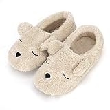 FakeFace Weiche Plüsch Hausschuhe Liebespaar Pantoffeln Slippers mit Super Süße Cartoon Bär für Winter Herbst Frühling, Größe (Beige, 40)
