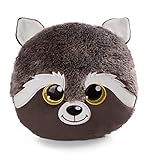 NICI GLUBSCHIS Kissen Waschbär Clooney 33 x 32 cm – rundes Kuschelkissen aus weichem Plüsch, Dekokissen für Kinder & Erwachsene, 48586, tolle Geschenkidee, braun