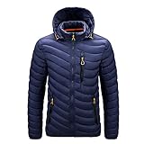 Generisch Daunenjacke Herren Winter Outdoor Winterjacke Einfarbige Steppjacke Warm Jacke Casual Daunenjacken Leichte Steppjacke