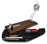 LepantoHouse Schinkenhalter, drehbar, faltbar, mit Schinkenhalterung, Holz, lackiert, dunkles Nussbaumholz, für Schinken, Palette und Geschenk, Messer, Spüler, Schinkenabdeckung, Schwarz