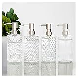 Zanzan Duschlotionsspender Glasseifenspender 1/2/4 Packung Küchenseifenspender Mit Edelstahlpumpe, Premium-Klarlotion-Spender 400ml / 13.5oz Seifenspender (Color : 4pack)