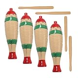 FUTUREORYY 4 Sätze Teiliges Holz Guiro Schlaginstrument für Kindgerechtes Percussion Toy mit Rhythmusstab Fördert Kreativität Motorische Fähigkeiten und Musikalische Entdeckungsspielzeuge