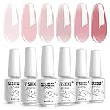 Vishine UV Nagellack Natur rosa, Hautfarbe, Pink Rose, Klassischer 6pcs Shellac Natur Gel Nagellack Rosa Weiss Töne Serie Farbe Gel Nagellack UV-LED Nagellack UV Gel Gel Lack 8ml