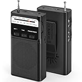 Tendak Klein Tragbares Radio FM/AM/UKW mit Akku, Transistorradio mit hervorragender Empfangs und Klangqualität, Taschenradio mit Taschenlampe/Rückclip/Lanyard/TF (USB-C-Laden)