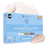 Cosmeau Waschmittel Blätter Meeresbriese - bis zu 60 Waschgänge (60 Blätter) - Nachhaltiges Waschmittel für Weiß, Farbe und Schwarz - Plastikfrei, Abbaubar & Perfektes Reisewaschmittel
