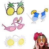 Coolon Party Brille, 4 Stück Lustige Brille Lustige Sonnenbrille Hawaiian Tropical Brille Kostüm Party Sonnenbrille für Strand Thema Dekoration, Party Zubehör, Foto Requisiten