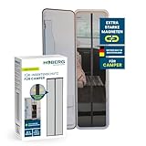 Hoberg Insektenschutzvorhang für Campingwagen 60 x 195 cm | Fliegengitter Tür mit XXL-Magnetbändern | Insektenschutz Tür für Wohnwagen | Magnet Moskitonetz | selbstschließend