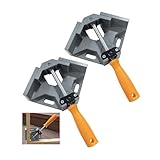 2 Stück Winkelspanner 90 Grad, Aluminium-Legierung Eckspanner, Mit Swing Kiefer, Single Handle, Winkelzwinge für Holzbearbeitung, Engineering Holzbearbeitung Fotorahme (2 Stück)