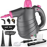 Dampfreiniger Boden mit 10 Zubehörteilen, Mehrzweck-Dampfreiniger Handgerät 1050W 105℃ 450ML Dampfdruck 3,5Bar 3Min Aufheizzeit Chemikalienfrei, Steam Cleaner Handdampfreiniger für Alles Polstermöbel