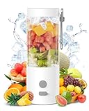 ViKKent Tragbarer Mixer für Smoothies und Shakes, 450ml Mini Standmixer mit 6 Ultrascharfen Klingen, Mini Smoothie Mixer USB Wiederaufladbar für Babynahrung, Reisen,Fitnessstudio (Weiß)
