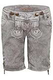 Hangowear Unisex - Kinder Kinder Jeansshort in Lederhosenoptik hellgrau, HELLGRAU, 122/128