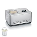 SEVERIN 2-in-1 Eismaschine mit Joghurtfunktion, Eismaschine mit Kompressor für Eis, Sorbet und Frozen Joghurt, Joghurtbereiter mit 'warm & cold'-Funktion, Edelstahl-gebürstet, EZ 7405