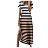 Générique Lässiges Kleid für Damen, Strandkleid, Sommerkleid, Boho, Damen, schick, elegant, Knie, elegant, bedruckt, Pflanzen, mittellang, hohe Taille, Bohemian, Braun #2, Small