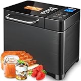 KEEPEEZ 17-in-1 Brotbackautomat, 2LB Brotbackautomaten Edelstahl with 2 Paddles, Quarz Schnellheizer, Auto Nut Dispenser, Keramik-Pfannen, Brotbackmaschine with 3 Brotgrößen& 3 Backfarben, Glutenfrei