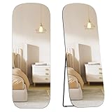 SONGMICS Ganzkörperspiegel, 160 x 50 cm, mit abgerundeten Ecken, Standspiegel aus Qualitätsglas, Aluminium-Rahmen, für Schlafzimmer, Ankleidezimmer, tintenschwarz LFM029B01
