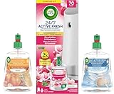 Air Wick Active Fresh Automatisches Duftspray Bundle – Automatisches Starter Set & Nachfüller – 1x Kirschblüte & Himbeere, 1x Meeresbrise, 1x Pumpkin Spice – Wasserbasiert, 3x 228ml