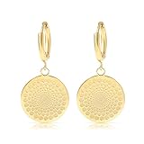 Made by Nami Set Ohrringe Gold Hängend mit Mandala Anhänger Ohrringe Set aus Chirugischem Edelstahl Boho Schmuck Damen Hypoallergen Wasserfester Schmuck Sommer