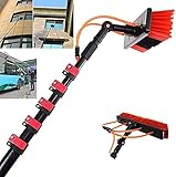 Professionelles 3,6 11 m Fensterreinigungsbürsten-Set mit Wasser-/Schlauchzufuhrstange, Teleskop-Fensterreiniger-Set mit Abzieher für Dusche und Fensterreinigung