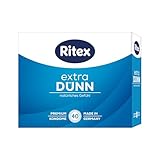 Ritex Kondome extra dünn – Kondome gefühlsecht extra dünn 40 Stück, hauchzart für ein natürliches Gefühl – Vegan, dermatologisch getestet, Made in Germany