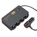 USB Autoladegerät Schnellladung, Spannungsanzeige Multi Auto Ladegerät Auto Power Splitter, Tragbare Auto Ladestation Fahrzeug USB Adapter für Handy Tablets