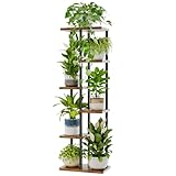 Bamworld Großer Pflanzenständer für den Innenbereich 6 Etagen Metall Pflanzenregal Pflanzenhalter Pflanzenregal für mehrere Pflanzen Töpfe für Terrasse Garten Ecke Balkon Wohnzimmer