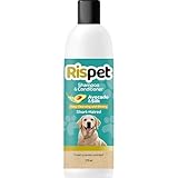 RISPET Shampoo und Spülung, Avocado und Seide, Wasch- und Desinfektionsmittel für Hunde und kurzhaarige Tiere, Zarte Formel ohne Allergene und ausgeglichener pH-Wert, Talkum-Duft, 370 ml