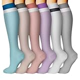 Kompressionsstrümpfe Damen Medizinisch, Bunt Stützstrümpfe Compression Socks Atmungsaktive Kompressionssocken Sport Lang Kompressionsstrümpfe Laufen, Flug, Reise, Radsport Kniestrümpfe