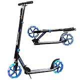 COSTWAY Scooter Roller klappbar, Tretroller höhenverstellbar, Cityroller 100kg Tragkraft, Sport Kickscooter, Kickroller mit 2 LED Rädern & ABEC-7 Kugellager (blau)