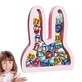 Aufbewahrungsbox für Babyzähne, Milchzahndose mit Etiketten, niedliche Box in Form eines Kaninchens, für Familiengedächtnis, Geburtstag und Wachstum, Kinder