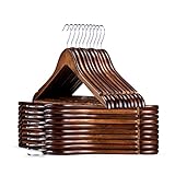HOUSE DAY Holz Kleiderbügel Set 20 Stück, Walnuss, Stabile Kleiderbügel Holz mit 360° Metallhaken & Schulterrillen, Holzkleiderbügel für Damen & Herren für Jacken, Hemden, Kleider